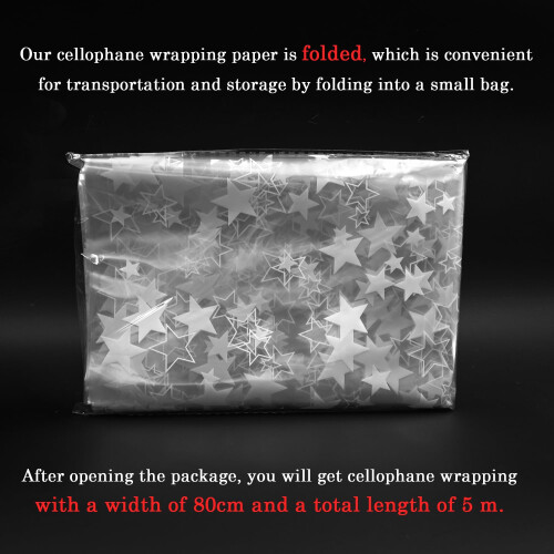 Wrendale ADQUATOR 5m80cm White Star Hamper Wrapping Cellophane Paper Sheets,100% Recyclable E 1