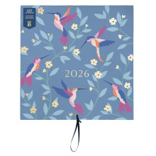 Busy B Large Family Wall Calendar 2026 – Birds Design with 5 Columns & Storage Pocket