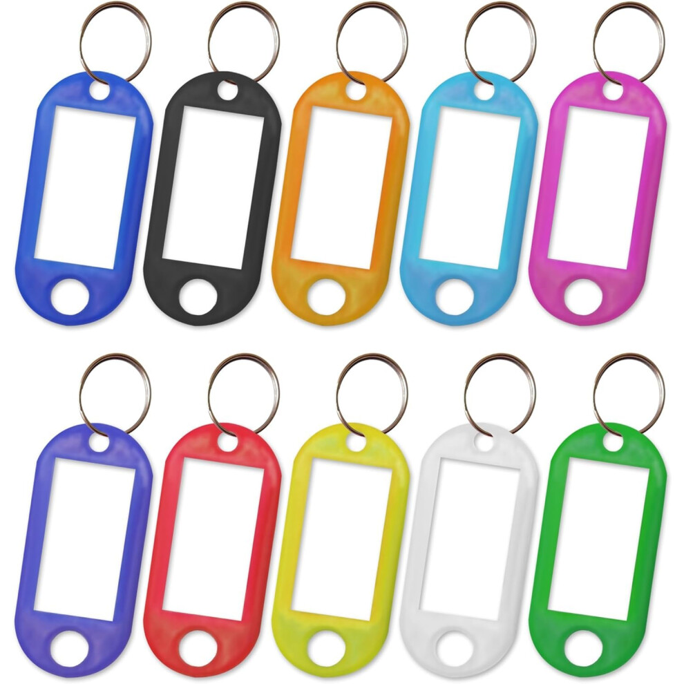 Telite 100 Writable Key Tags With Labels, 10 Colors Key Fobs With Split Rings For Lug 58757505