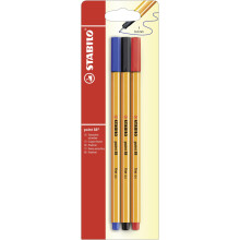 STABILO point 88 - Fineliner - Pack of 3 - Red, Blue, Black