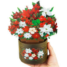 CNLITIHEKA Christmas Flowers Bouquet Greeting Cards, 3D Pop Up Christmas Cards, Poins