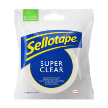Sellotape Super Clear Tape, Practical Sticky Adhesive Tape for Maximum Clarity, Stron