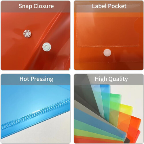 24Pack Plastic Wallets Folders - A4 Plastic Folders Document Folder Wallet Popper Wal 2