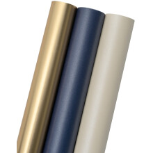 RUSPEPA Packaging Paper Roll - Mini Roll - 43.2cm X 3.05m Per Roll - Metallic Gold/Si