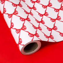 RUSPEPA Reversible Bow Wrapping Paper - Mini Roll - 43.2cm x 10m - Pretty Red Bow Wra