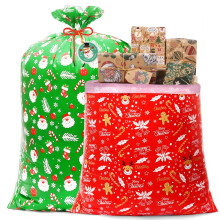 AhfuLife 2Pcs Jumbo Christmas Sacks Bags with Gift Tags, 142 x 92cm, 2 Style Extra La