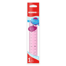 Kores - Pack of 1 in Random Colours - 15cm Transparent Ruler with Inking Edge - Colou