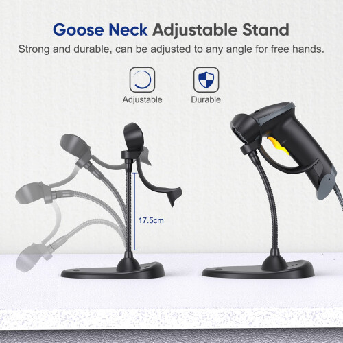 Eyoyo Handheld 2D Barcode Scanner with Gooseneck Stand, Automatic USB Wired QR Code S 1