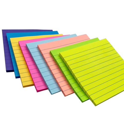 Pilot 4 in x 4 in Lined Sticky Notes for Post,8 Bright Colors Self-Stick Notes, 48 Sheets P 1