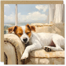 Beau Willows Jack Russell Terrier Birthday Card from the Dog - Adorable Sleeping Dog