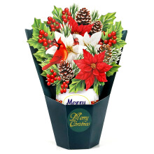 CUTPOPUP Poinsettia Bouquet Merry Christmas Cards