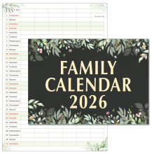 Family Calendar 2026 6 columns. Monthly planner useful as a family planner calendar 2