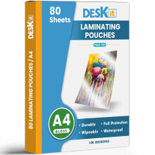 Deskit Laminating Pouches A4, Gloss, 80 Sheets, 100 Microns- Clear and Durable Presen