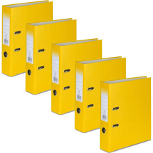 OFFICE CENTRE 5 x Yellow A4 75mm Strong Premium Business Lever Arch Files Folders Met