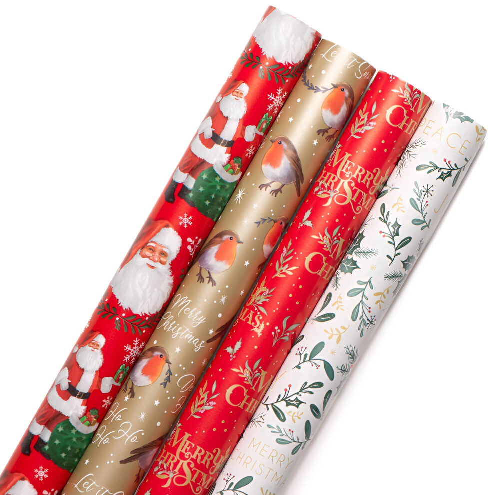 Pentel 4 X 7M Traditonal Christmas Wrapping Paper Roll (28 Meters) Ideal For Xmas, Festive S