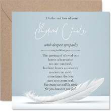 Sympathy Card - The Sad Loss of Your Uncle - Bereavement Card for Nephew Niece, 145mm