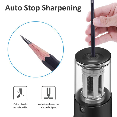 Electric Pencil Sharpener, AC Adapter Powered Sharpener with Container for 6-12mm Col 1