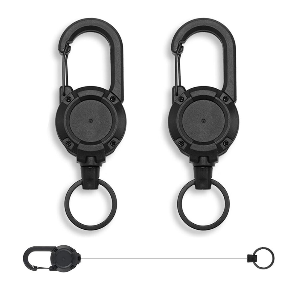 Daryunk 2Pcs Retractable Keychain, Heavy Duty Badge Reel With 23.6'' Steel Cord, Retr 44094041