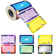 300 Pcs Name Tag Label Sticker Galaxy-Themed in 6 Designs with Perforated Line for Sc