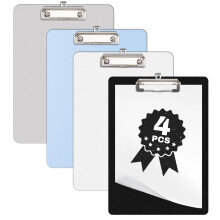 4-PCS-Clipboard-A4-Plastic-Writing-Pad, Hasgard Upgraded Colourful Clip Board, Round