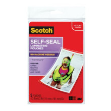Scotch Self-Sealing Laminating Pouches, Glossy Finish, 4 3/8 x 6 3/8 Inches, 5 Pouche