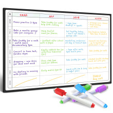Smart Panda Weekly Planner Whiteboard - Magnetic Meal and Family Planner for Fridge -