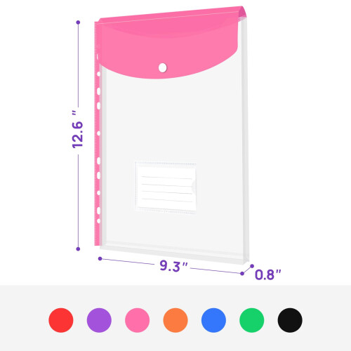 JEFURE Plastic Wallets A4, 21PCS Expandable Punched Poly Pockets, Colorful Plastic Fo 1