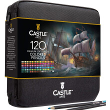 Castle Art Supplies 120 Colouring Pencils Zipper-Case Set | Quality Soft Core Coloure