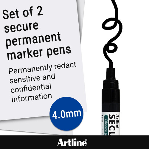 Artline Pack of 2 Secure Permanent Marker Pens Bla 1