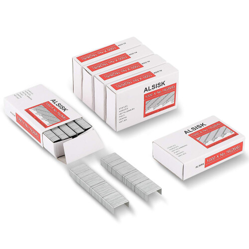 Uni-Ball ALSISK 26/6 Standard Staples,1000 pcs Per Box,6 Boxes in Pack (6000pcs Total), Silver