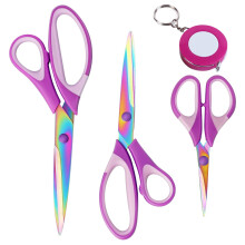 Titanium-Blade Soft-Grip Scissors - Set of 3 for Office, Home, School and Tailor. (Pu