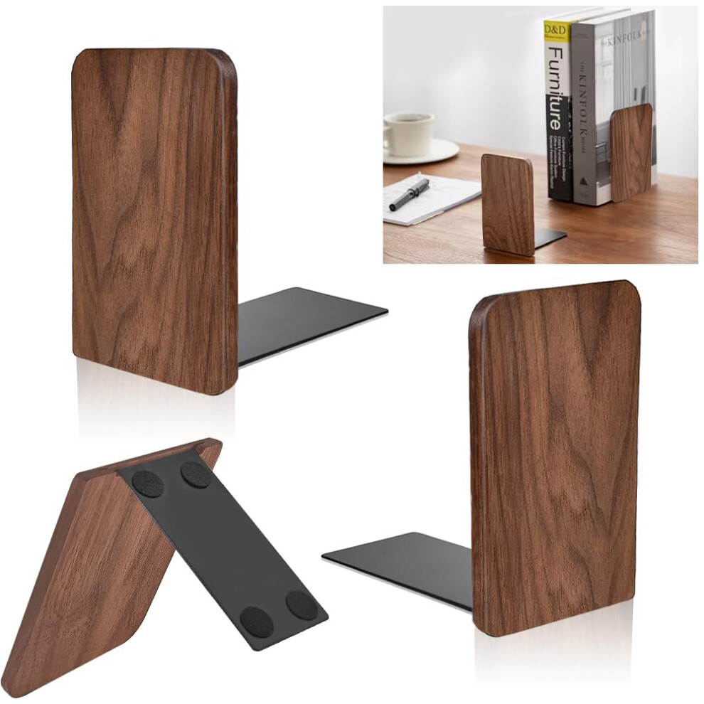 Pilot Hekobag 1 Pair Book Ends, Walnut Wood Bookends, Non-Slip Bookends, Heavy Duty Wooden