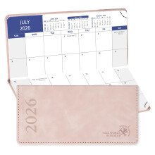 POPRUN Month to View Pocket Diary 2026 17.5x8 cm Slim Purse Size Monthly Planner 26 F