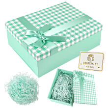 YIMETOP Gift Box with Lid, Premium Present Box 25x18x9cm Medium Gift Box with Shredde