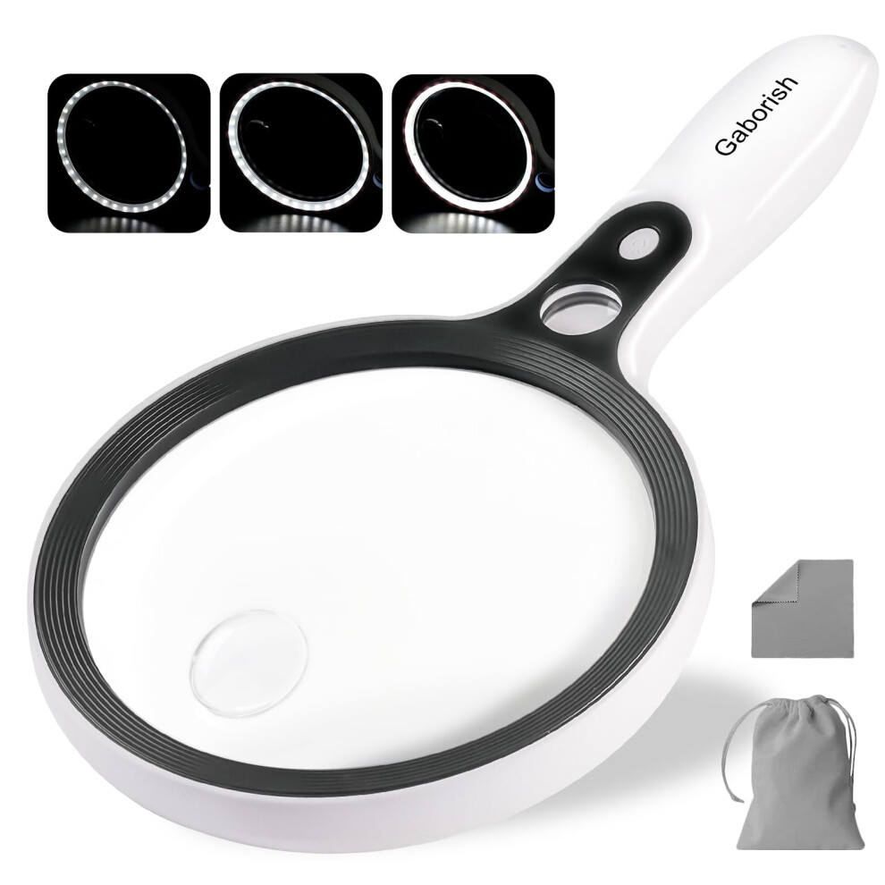 Cards Light Large Magnifying Glass With 37 Led 10X 20X 45X Handheld Illuminated Ed Ma