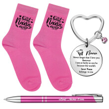 Tenare 4 Pcs Nana Socks Christmas Grandma Gifts Set Card and Keyring Thank You Pen fr