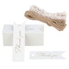 G2PLUS 100PCS White Mini Thank You Tags 7x2CM High-end Metallic Gold Small Paper Gift
