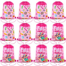 Newthinking 12 Pack Drawstring Party Bags for Kids, Non-woven Fabric Sweet Drawstring
