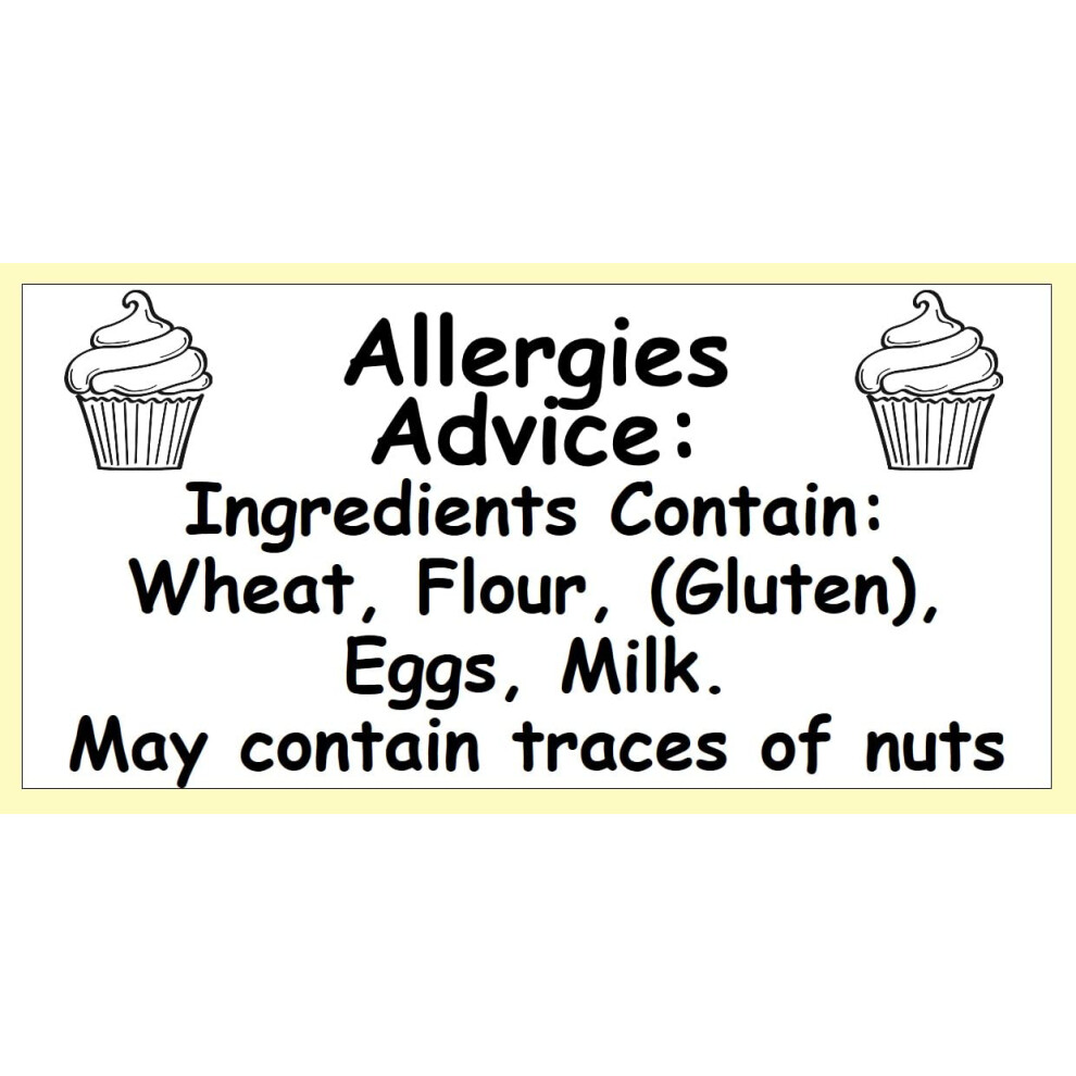 Kodak 200 Cupcake Baking Cake Allergen Warning Labels. Allergy Stickers. Food Allergen Stic