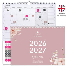 Family Wall Calendar 2026-2027 A4 with Stickers. M