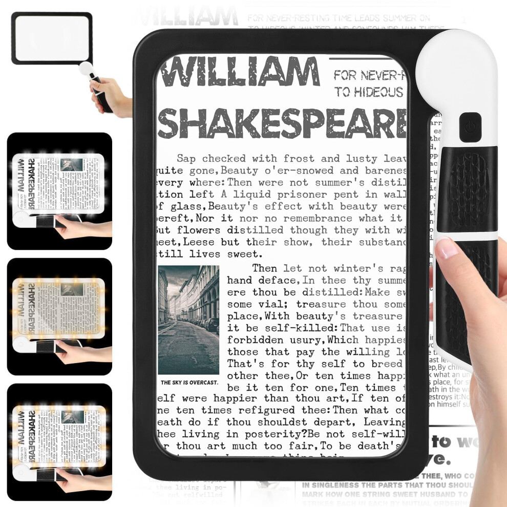 Indeme Eeekit Page Magnifier For Reading Books, 5X Magnifying Glass With 48 Led Ultra-Bright