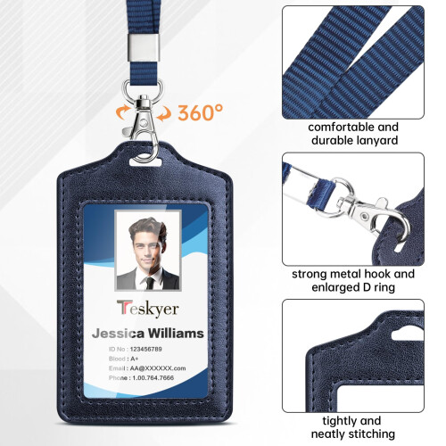 Teskyer 2 Pack Double Sided Clear Badge Holders - 2