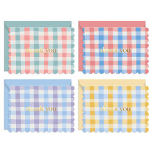 S&O Gingham Thank You Cards with Envelopes - Blank Greeting Card for Handwritten Mess