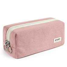 KALIDI Corduroy Pencil Case Pen Bag Large with 2 Compartment Stationery Storage Schoo