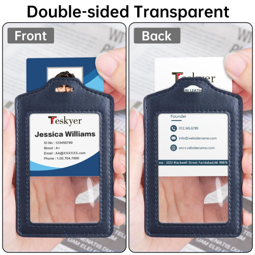 Teskyer 2 Pack Double Sided Clear Badge Holders - 1