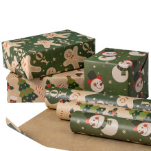 RUSPEPA Christmas Kraft Wrapping Paper Roll - 43.2cm x 3m per Roll, Total of 3 Rolls