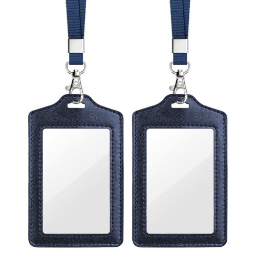 Teskyer 2 Pack Double Sided Clear Badge Holders -