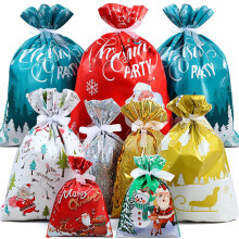 20 Pcs Christmas Bags for Gifts, xmas gift bags,8 Designs 4 Sizes (Large/Medium/Small