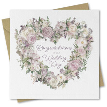 Wedding Card for Bride and Groom. Congratulations on your Wedding Day. Floral Wreath