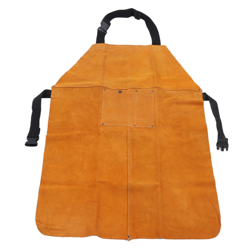 Yellow Flame Retardant Cowhide Welding Protective Apron With Pocket 5061375165713
